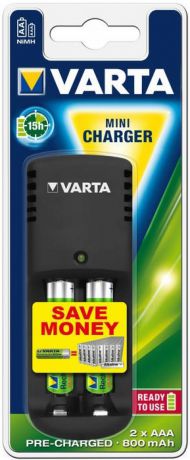 Зарядное устройство + аккумуляторы 800 mAh Varta Mini Charger AA/AAA 2 шт