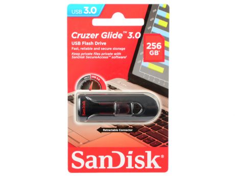 Флешка USB 256Gb Sandisk Cruzer Glide SDCZ600-256G-G35 черный красный