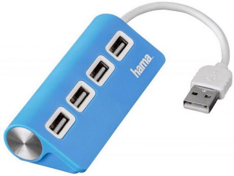 Концентратор USB Hama H-12179 4 порта USB2.0 голубой