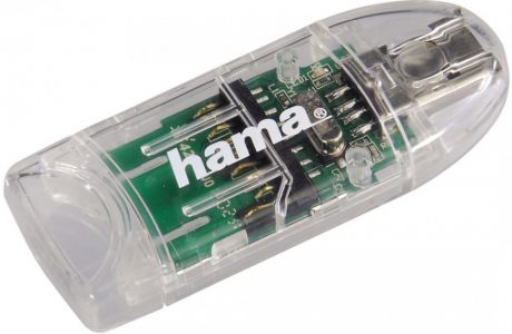 Картридер внешний Hama H-91092 USB2.0 прозрачный 00091092