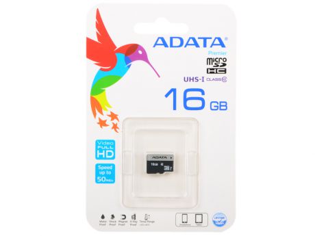 Карта памяти Micro SDHC 16Gb Class 10 A-Data AUSDH16GUICL10-R