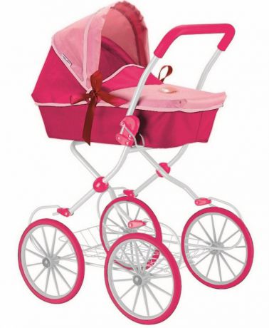 Кукольная коляска RT цвет фуксия+розовый 603