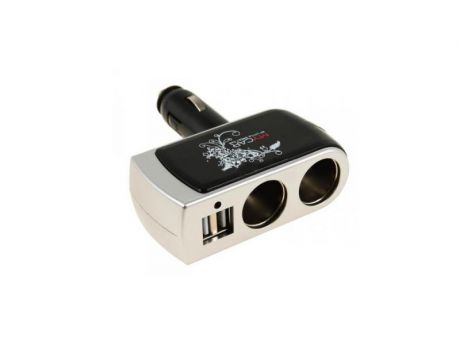 Разветвитель прикуривателя Phantom PH2152 2 USB-порта черный/серебристый