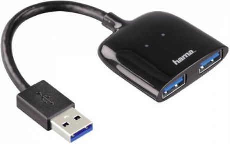 Концентратор USB Hama Mobil H-54132 2 порта USB3.0 черный