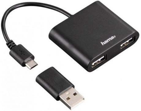 Концентратор USB Hama H-54140 2 порта черный