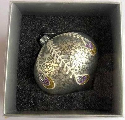 Украшение елочное шар ЛУКОВИЦА ПАВЛИН, с росписью, серебряный, 1 шт., 8 см, стекло