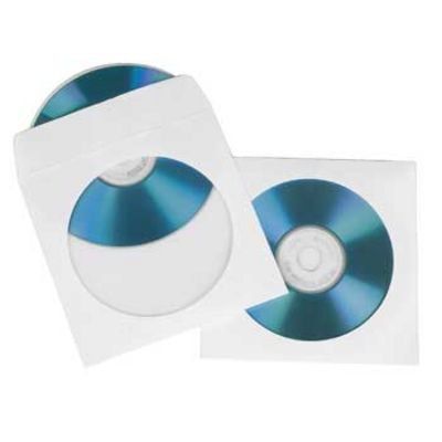 Конверты для CD/DVD, бумажные с прозрачным окошком, 100 шт., белый, Hama 49995