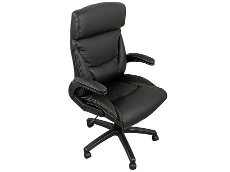Кресло офисное COLLEGE HLC-0383-1, черный, экокожа, 120 кг, подлокотники черный пластик/кожа, крестовина черный пластик, (ШxГxВ), см 64x72x110-119