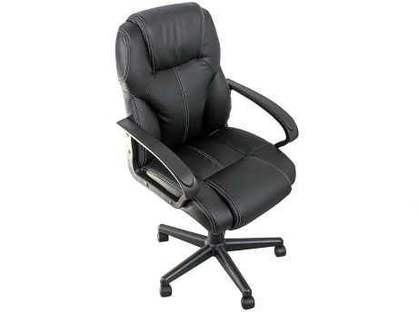Кресло офисное COLLEGE HLC-0601, черный (экокожа, 120 кг, подлокотники черный пластик/кожа, крестовина черный пластик)