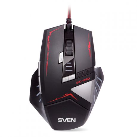 Мышь игровая SVEN GX-990 Gaming, чёрная,2500 dpi,7+1 клавиш, подсветка мыши, ПО в комплекте