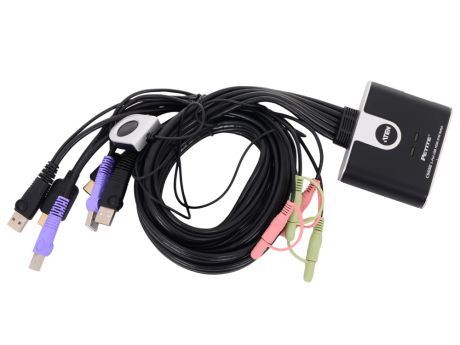 Переключатель KVM ATEN (CS692-AT) KVM+Audio, 1 user USB+HDMI =) 2 cpu USB+HDMI, со встр.шнурами USB+Audio 2x1.2м., 1920x1200, настол., исп.стандарт.