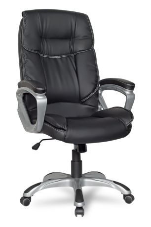 Кресло руководителя COLLEGE XH-2002 Чёрный, экокожа, 120 кг,крест.ударопрочный пластик,подлокот. пластик с кож. накладками,ШxГxВ см53х53х109-119
