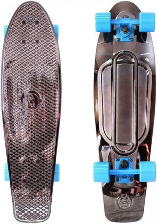 Скейтборд Y-SCOO Big Fishskateboard metallic 27" RT винил 68,6х19 с сумкой BLACK BRONZAT/blue 402H-B