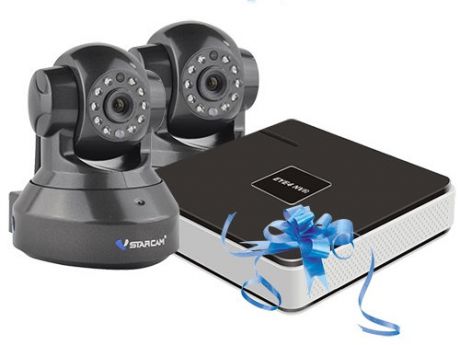 Комплект видеонаблюдения Vstarcam NVR-C37 KIT Vstarcam N400P + Беcпроводная IP-камера Vstarcam C7837WIP x2
