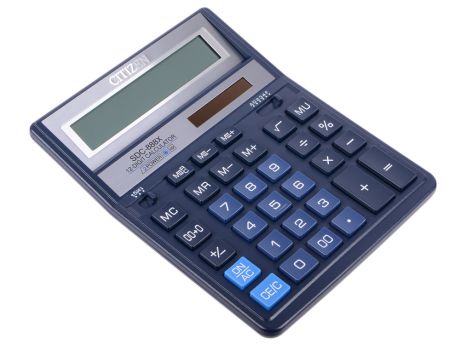 Калькулятор Citizen SDC-888XBL двойное питание 12 разряда бухгалтерский синий