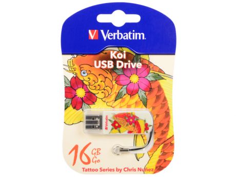 Флешка USB 16Gb Verbatim Mini Tattoo Edition Fish 049886 USB2.0 белый с рисунком