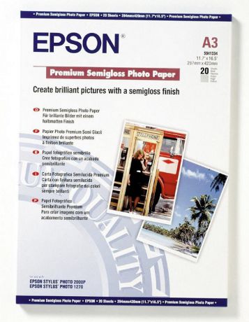 Бумага Epson A3 251 г/кв.м Premium Semiglossy Photo Paper [C13S041334] 20л