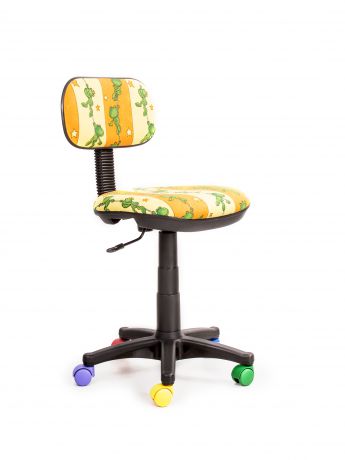 Кресло Recardo Junior D10 (разноцветные ролики, цвет обивки - жёлтый, рисунок на обивке - лягушки)