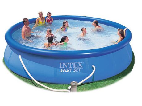 Надувной бассейн INTEX Easy Set 457х91х91см.(насос-фильтр,лест.,настил,тент,наб. д/чистки) 220в.