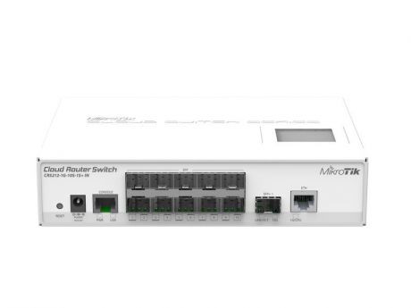 Маршрутизатор MikroTik CRS212-1G-10S-1S+IN Гигабитный порт Ethernet RJ45, 10 портов SFP 1.25GB, Порт SFP+ 10Gb