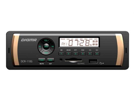 Автомагнитола Digma DCR-110G USB MP3 FM 1DIN 4x45Вт черный