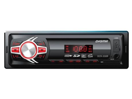Автомагнитола Digma DCR-200R USB MP3 FM 1DIN 4x45Вт черный