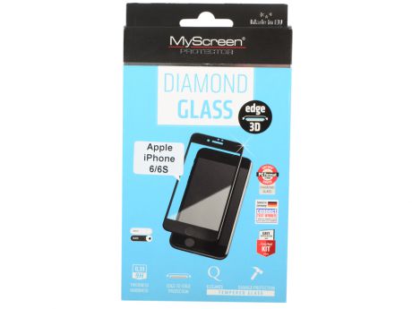 пленка защитная Lamel 3D закаленное стекло MyScreen 3D DIAMOND Glass EA Kit Black iPhone 6/6S