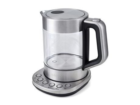 Чайник электрический Kitfort КТ-616 1.5л. 2200 Вт серебристый/черный (корпус: нержавеющая сталь/стекло)