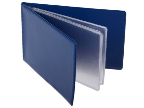 Визитница на 24 визитки, разм.7х11,5 см, темно-синяя, PVC