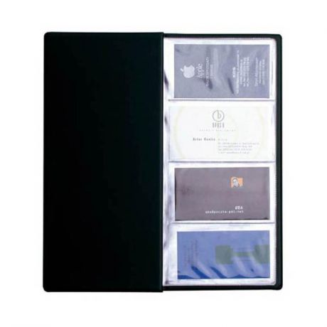 Визитница на 96 визиток, разм.12х24,5 см, черная, PVC