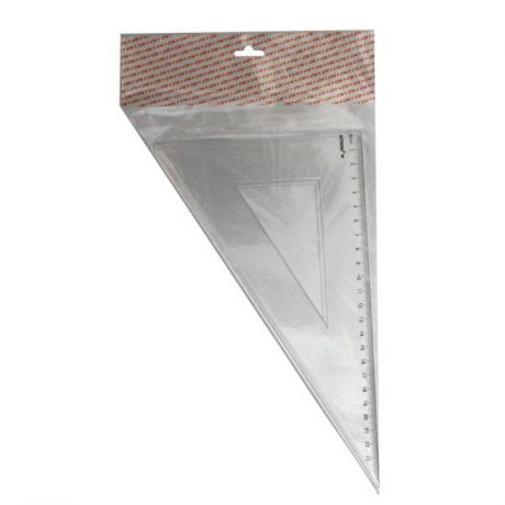 Треугольник 30*, длина 23 см,прозрачный,пластиковый,в инд.пакете с европодвесом