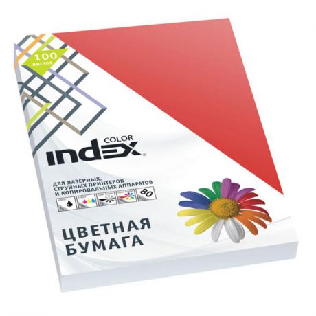 Бумага цветная Index Color, 100 листов, А4, красный