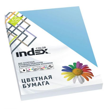 Бумага цветная Index Color, 100 листов, А4, лазурь IC77/100
