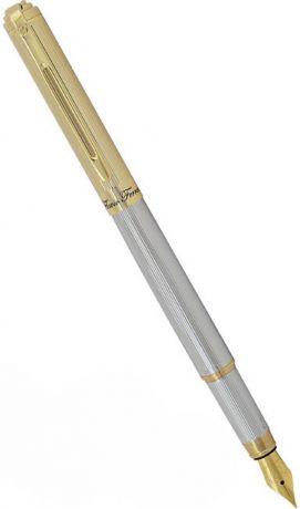 Ручка Перьевая Classico Gold, рифленый хромированный корпус, позолоченные детали и колпачок