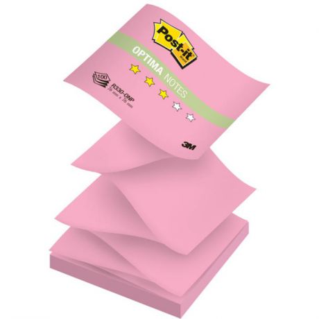 Бумага для заметок с липким слоем POST-IT OPTIMA -Осень, 76х76 мм, розовый неон, Z-слож., 100 л. R33
