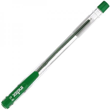 Шариковая ручка Index прозрачный корпус, металлизированный наконечник, красные зелёные чернила, 0,6