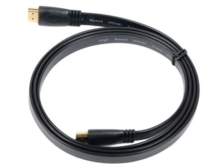 Кабель аудио-видео High Speed ver.1.4 Flat HDMI (m)/HDMI (m) 1.5м. Позолоченные контакты черный