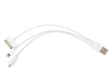 Кабель USB A(m)-microUSB/Lightning/30-pin(Apple) белый 0.2м