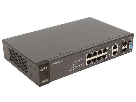 Коммутатор ZyXEL GS2210-8 8-портовый управляемый коммутатор Gigabit Ethernet с 2 SFP-слотами совмещенными с разъемами RJ-45