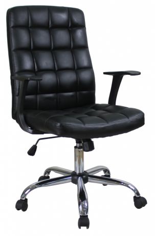 Кресло руководителя COLLEGE BX-3619 Черный, экокожа,120кг,твердые подлокотники,хромированная крестовина,высота спинки 59см, (ШxГxВ)см 60x67x112