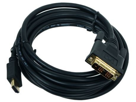 Кабель HDMI - DVI-D 19M/19M 3м Gembird Single Link, черный, позол.разъемы, экран, пакет