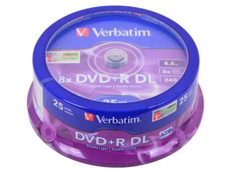 DVD+R Verbatim 8.5Gb 8x 25шт Cake Box Dual Layer
