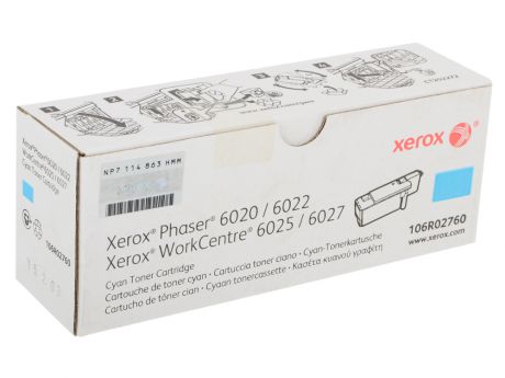 Картридж Xerox 106R02760 Phaser 6020/6022/WorkCentre 6025/6027 Cyan Print Cartridge