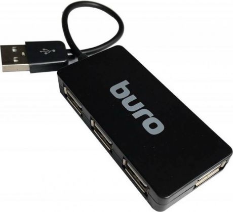 Концентратор USB 2.0 Buro BU-HUB4-U2.0-SLIM 4 порта USB 2.0 черный