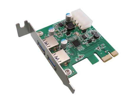 Контроллер ORIENT NC-3U2PELP, PCI-E USB 3.0 2ext port Low Profile, NEC D720200 chipset, разъем доп.питания, oem (PCI - 6xCOM, Moschip 9865) OEM
