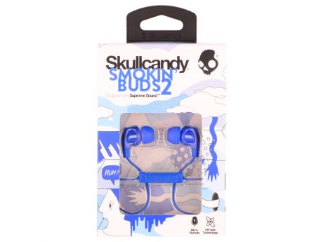 Гарнитура Skullcandy SMOKIN BUDS 2 Blue Проводные / Внутриканальные с микрофоном / Синий / 18 Гц - 20 кГц / Двухстороннее / Mini-jack / 3.5 мм