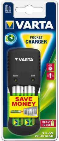 Зарядное устройство + аккумуляторы 2600 mAh Varta Pocket Charger AA/AAA 4 шт