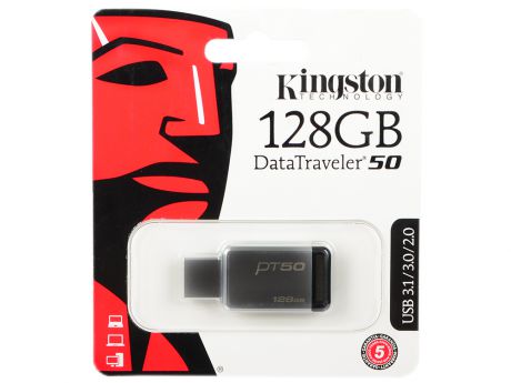 USB флешка Kingston DataTraveler 50 128GB Silver (DT50/128GB) USB 3.1 / 110 МБ/cек / 15 МБ/cек
