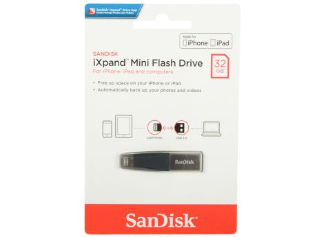 USB флешка SanDisk iXpand Mini 32GB Silver (SDIX40N-032G-GN6NN) USB 3.0, Lightning