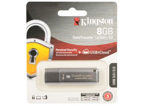 Внешний накопитель 8GB USB Drive Kingston DataTraveler Locker+ G3 (DTLPG3/8GB) USB 3.0